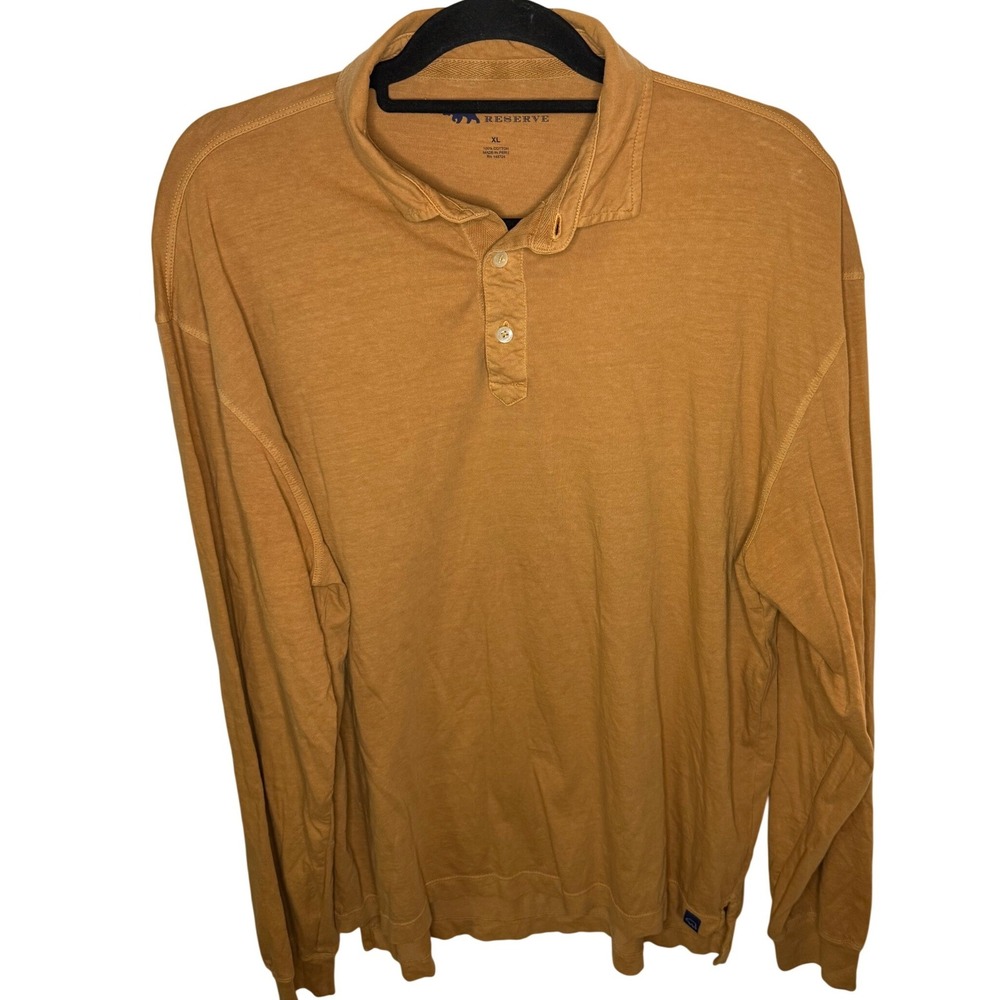 Onward Reserve Men's XL Long Sleeve Polo Shirt Mustard Yellow Cotton Casual